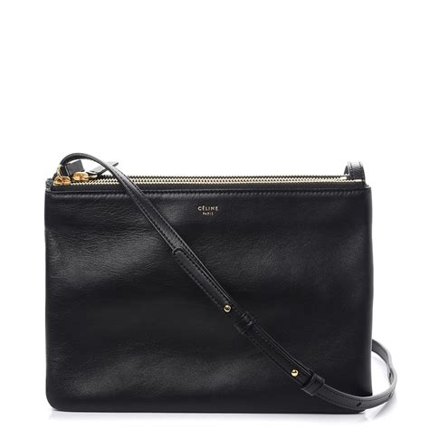 celine black lambskin trio crossbody bag|Large Trio bag in smooth lambskin .